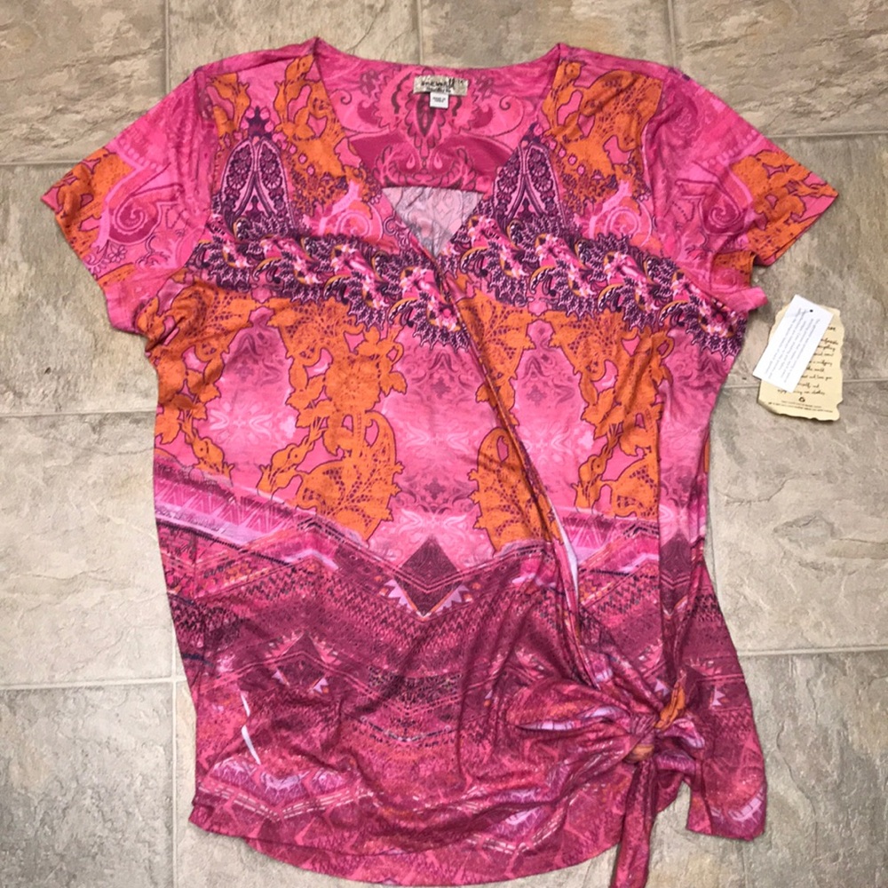 One World faux wrap top 1X. NWT.